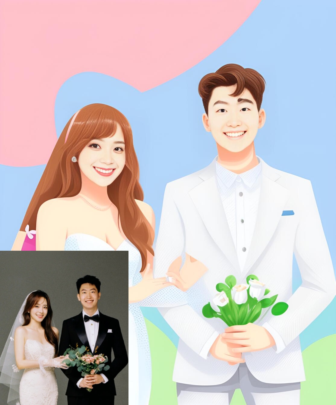 Wedding Photo to Cartoon Drawing