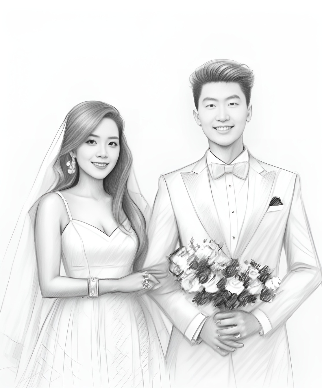 Wedding Photo to Sketch Drawing