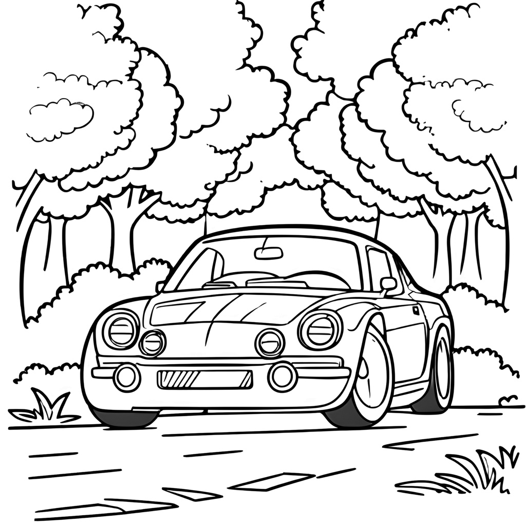 Photo to art example: a car coloring page made from a photo