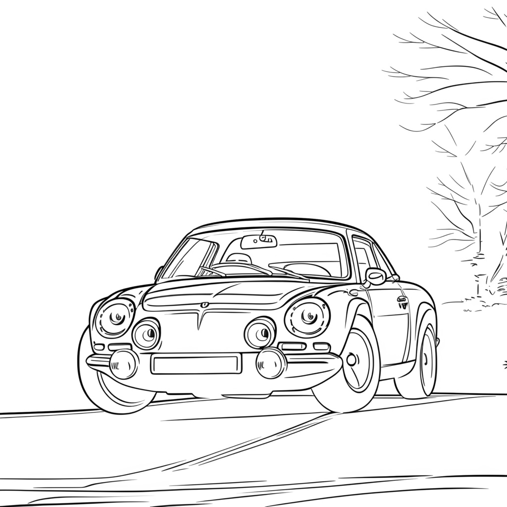 line sketch drawing of a car, created from a reference photo with generative AI similar as midjourney