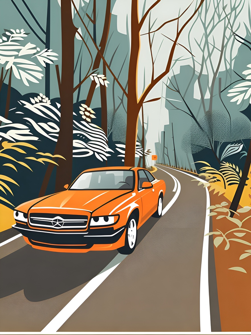 Vector art picture of a car, created from a reference photo by generative AI similar as MidJourney and ChatGPT