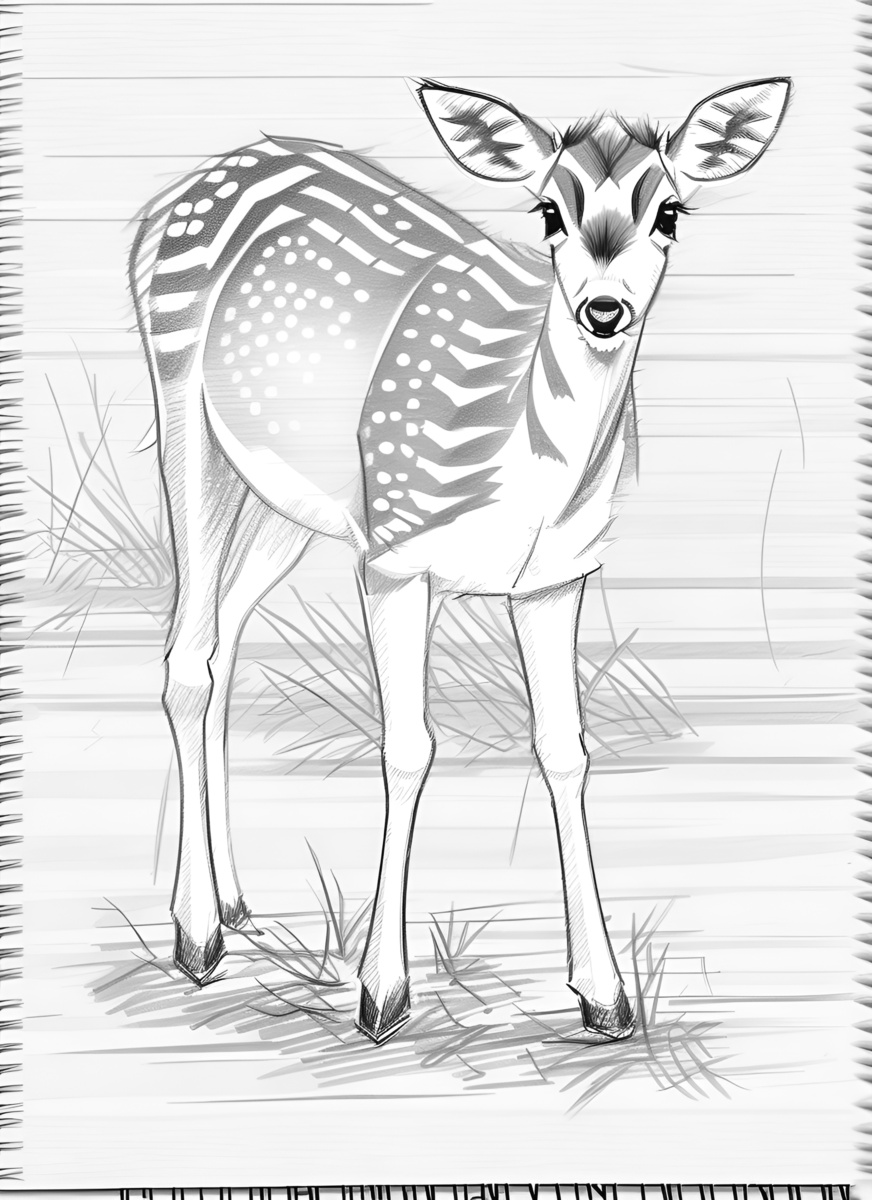 pencil sketch drawing of a deer, created from a reference photo with generative AI similar as midjourney