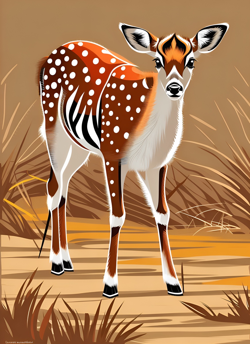 turns animal (deer) photo into vector art (illustration)