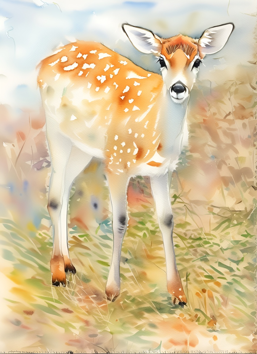 deer watercolor painting made with PortraitArt AI