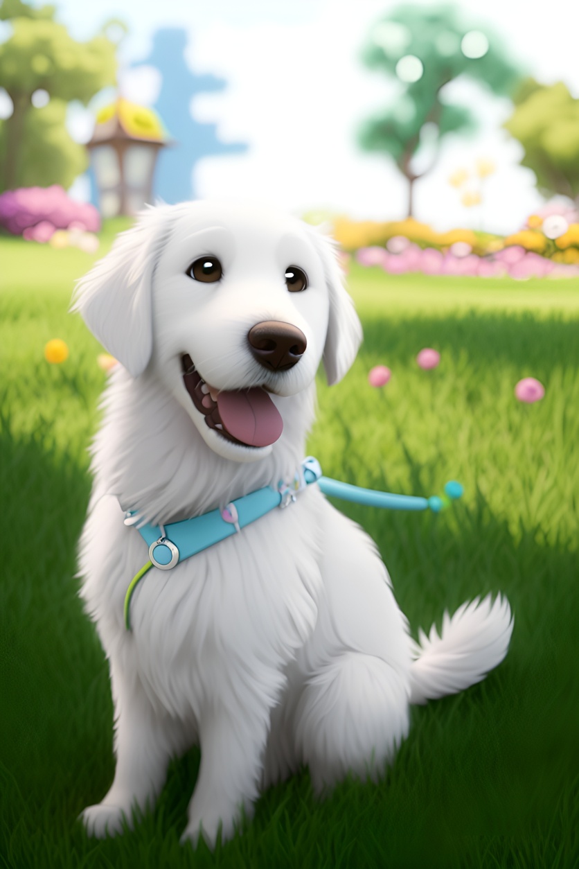 3D cartoon picture of a dog, created from a reference photo by generative AI similar as MidJourney and ChatGPT