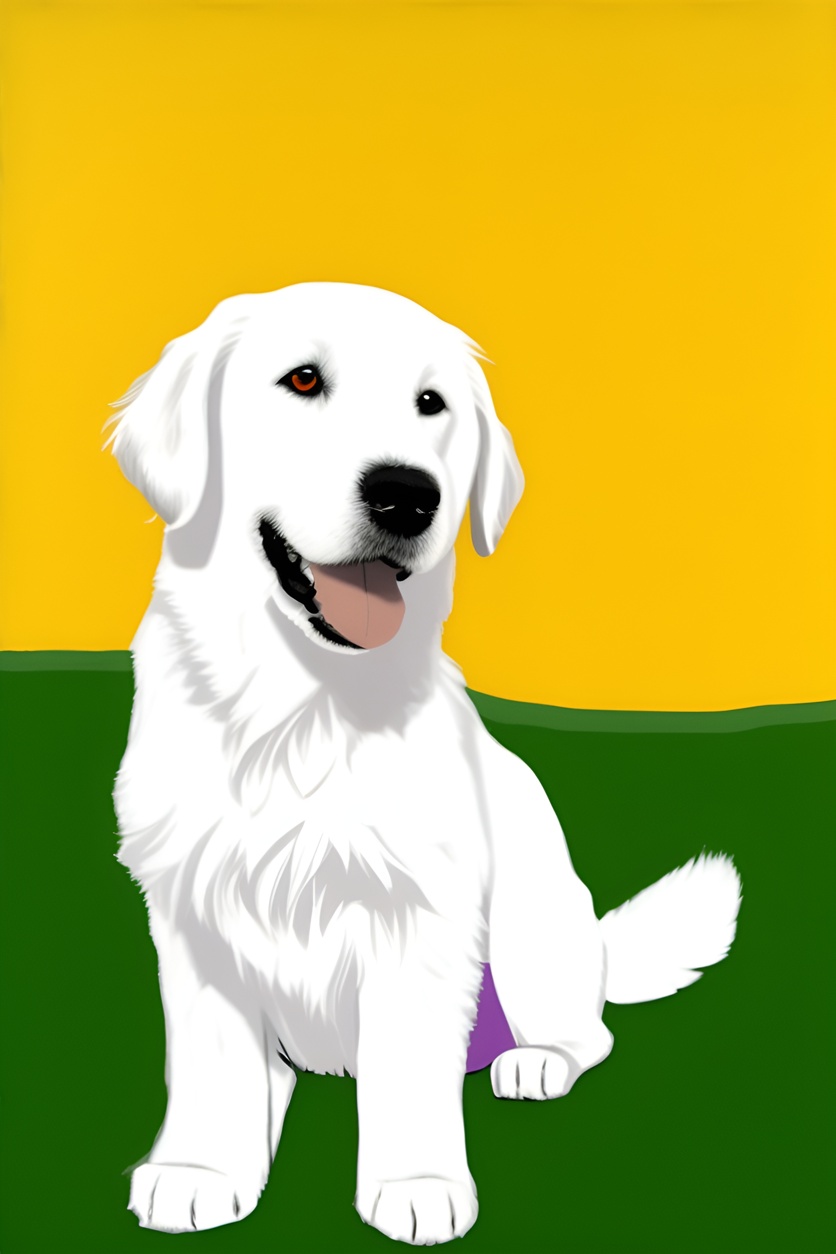 pop art picture of a dog, created from a reference photo by generative AI similar as MidJourney and ChatGPT