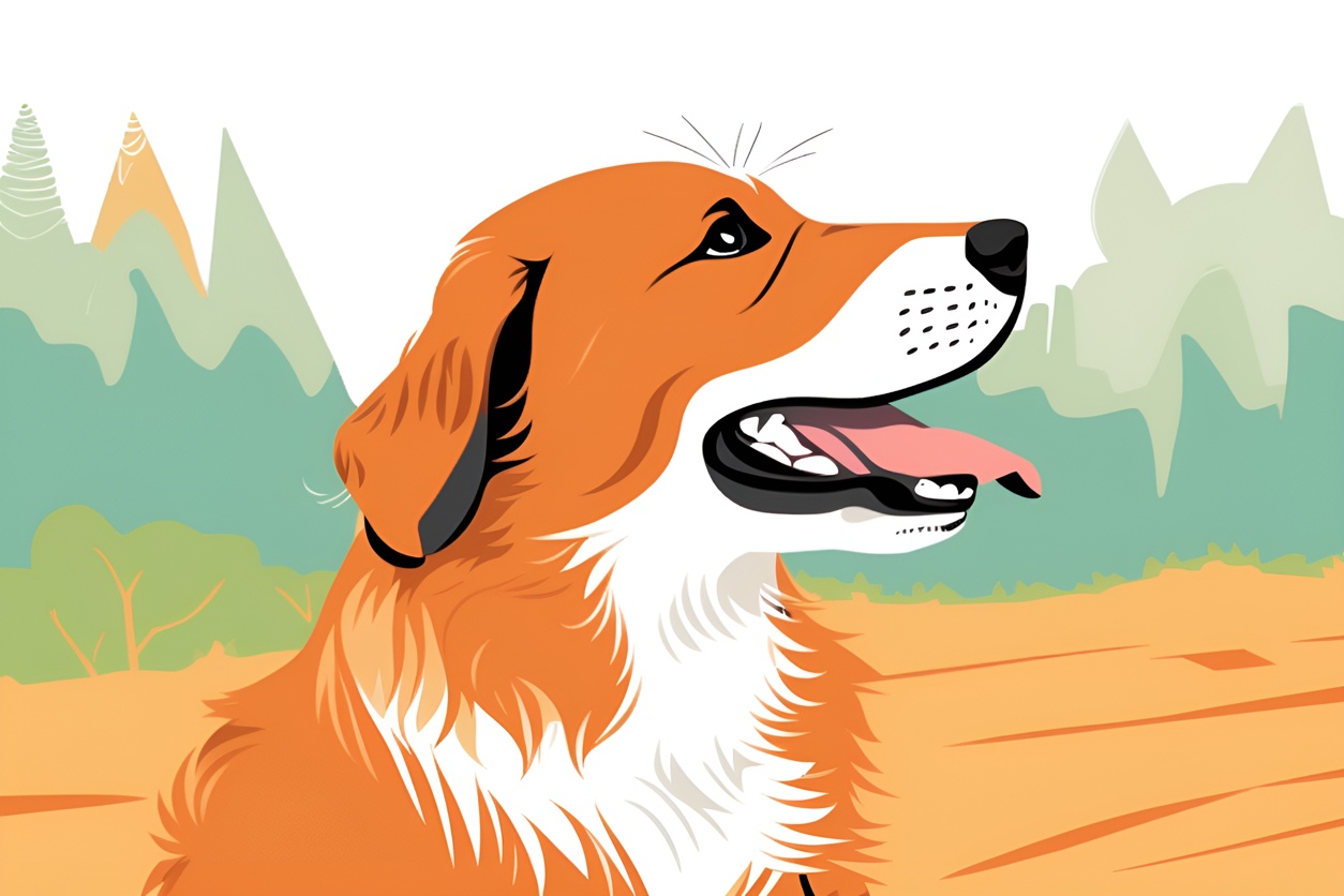 A vector art drawing of a dog, created from a reference photo by generative AI