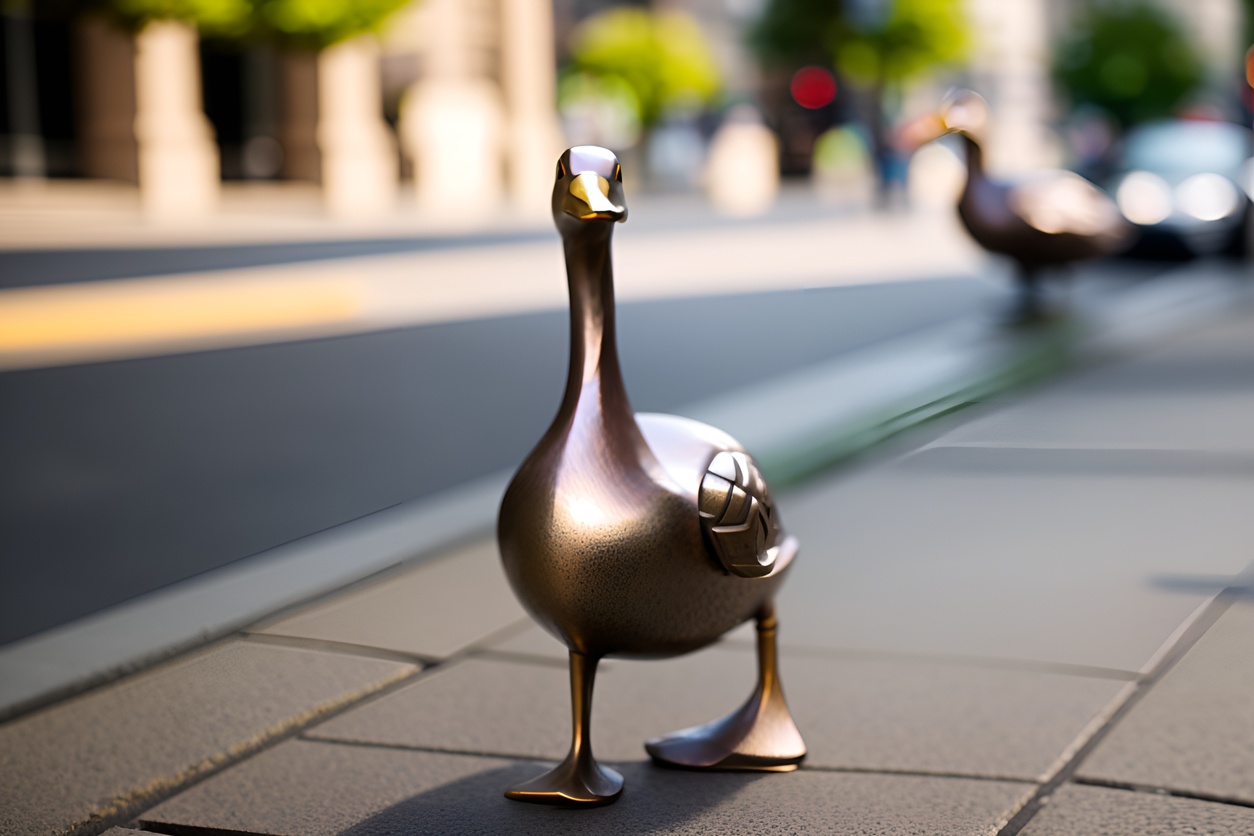 turn ducks to sculpture in photo