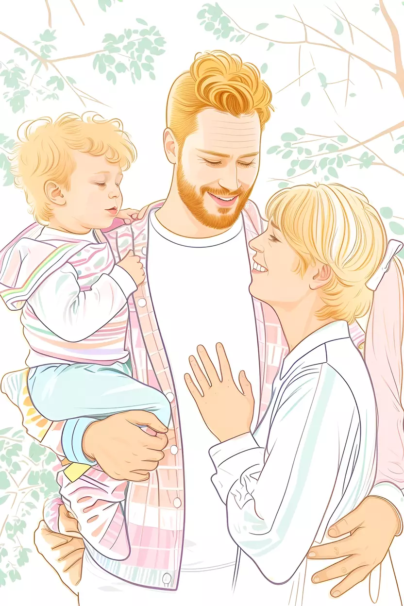 turns family photo into line art picture