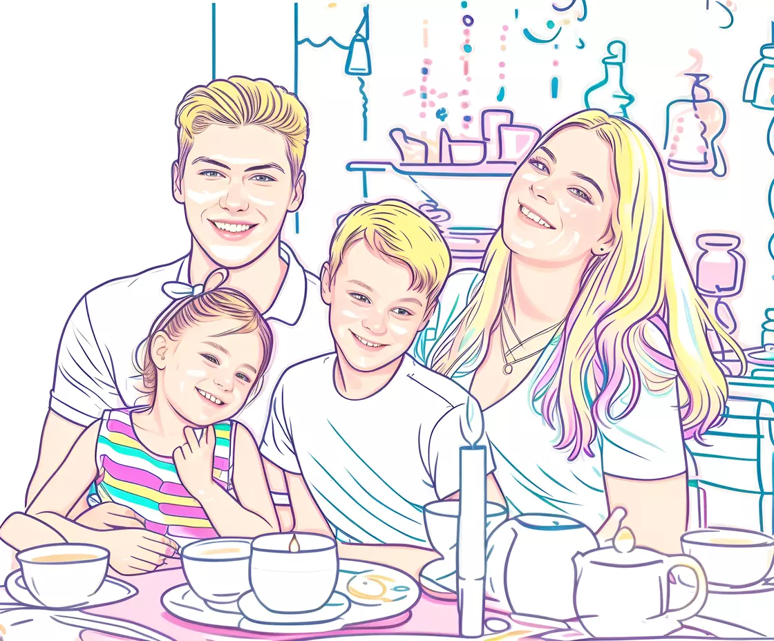 makes line art picture from family photo