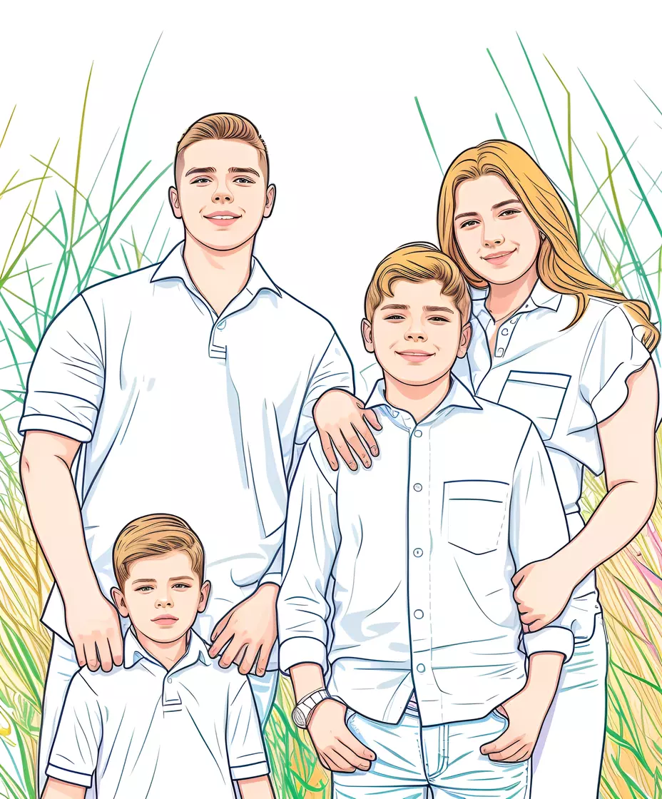 turns family photo into line art picture