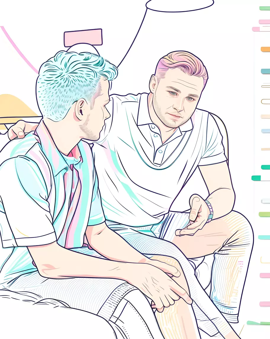 turns family photo into line art picture