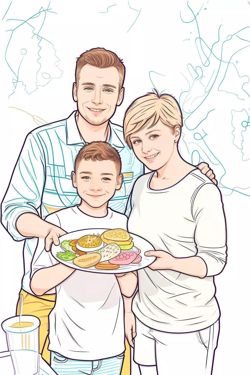 turns family photo into line art picture