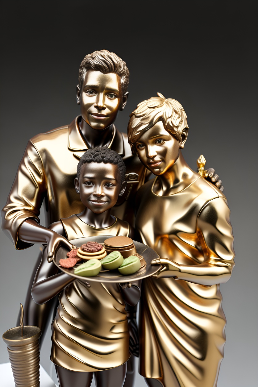 vector art picture of a family holding a plate together, created from a reference photo by generative AI similar as MidJourney and ChatGPT