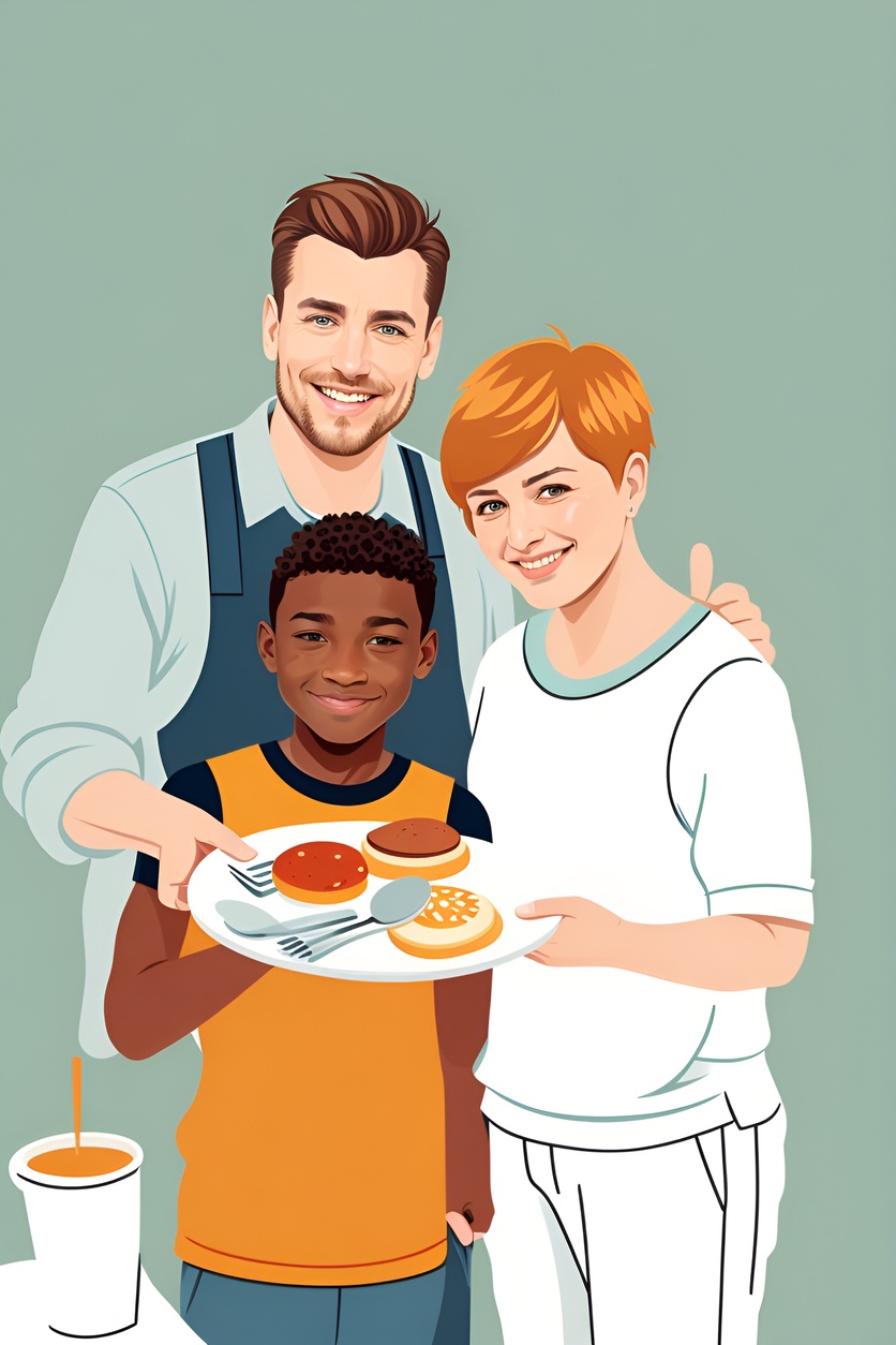 vector art picture of a family cooking, created from a reference photo by generative AI similar as MidJourney and ChatGPT