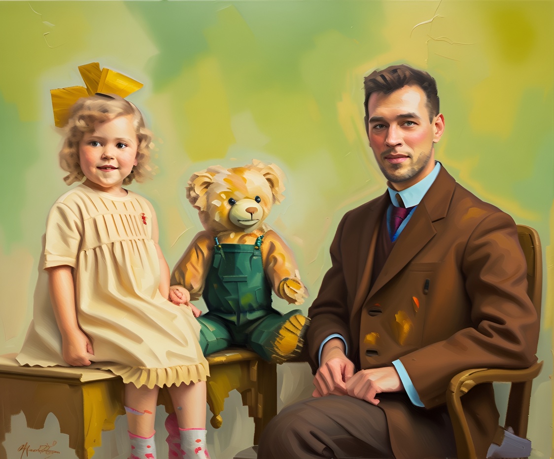 convert old family photo into oil painting, by generative AI similar as midjourney and ChatGPT