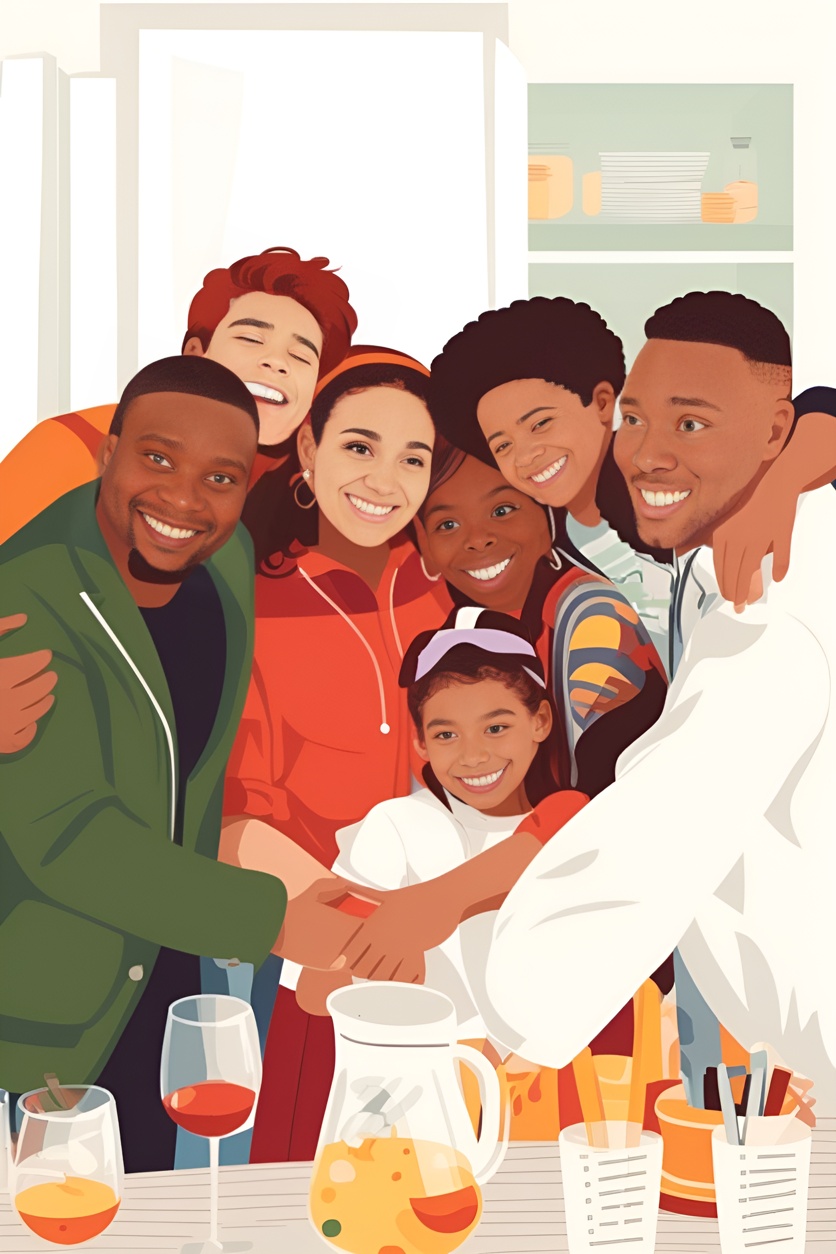 turns group photo into vector art (illustration)