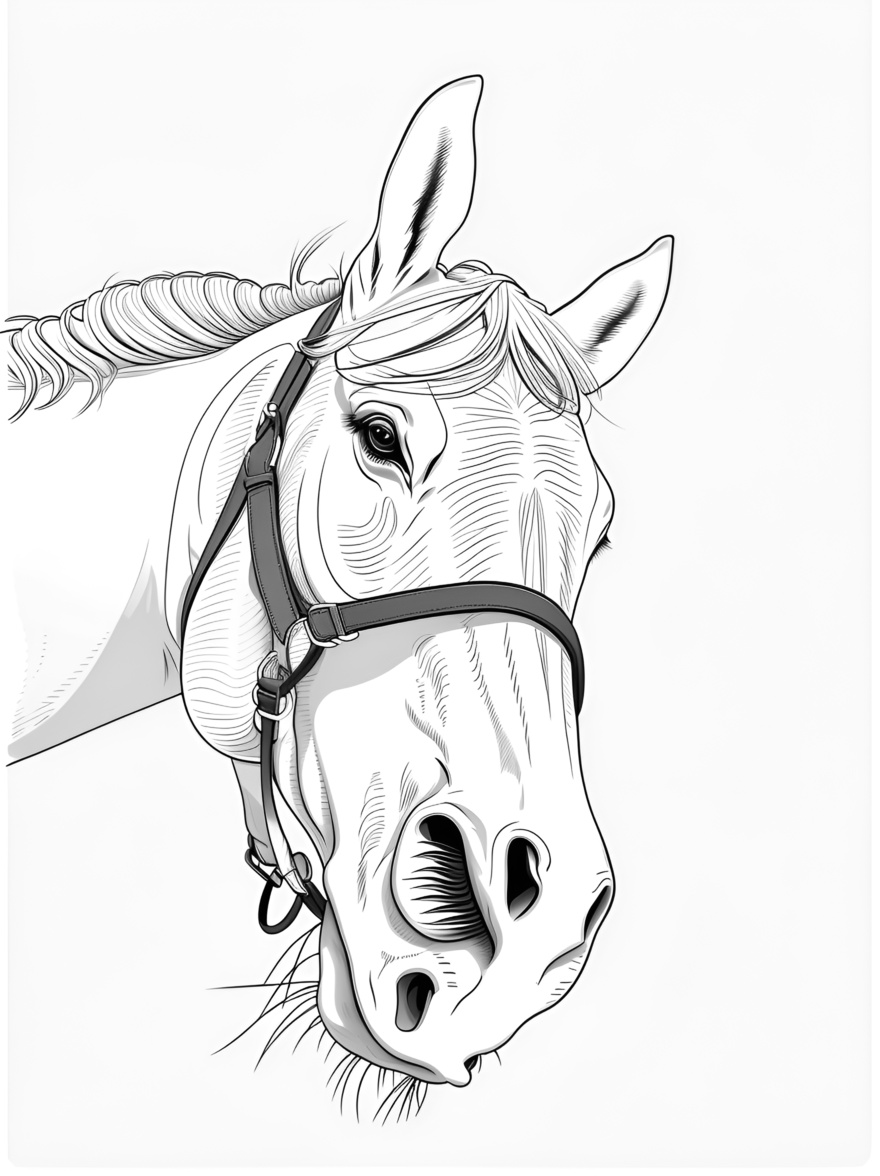 line sketch drawing of a horse, created from a reference photo with generative AI similar as midjourney