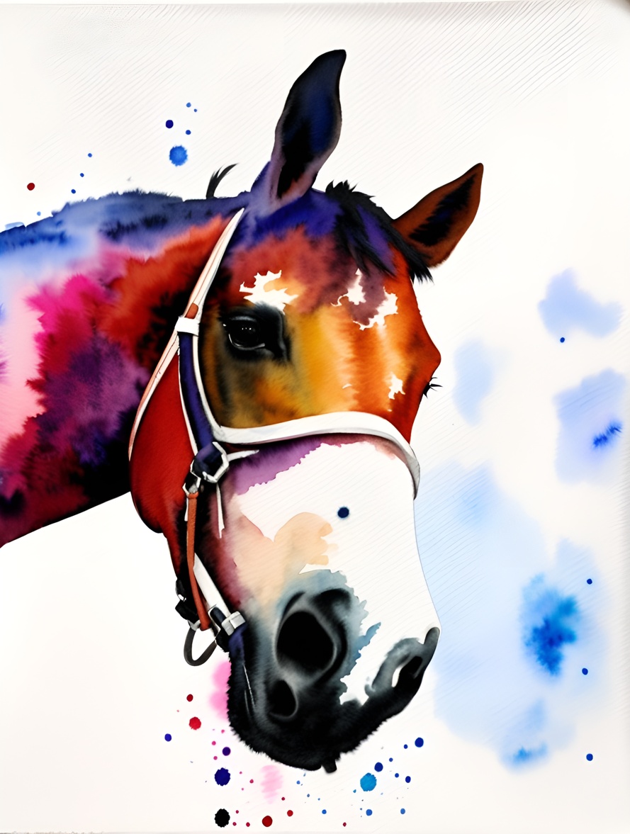 horse watercolor painting made from a photo with PortraitArt App