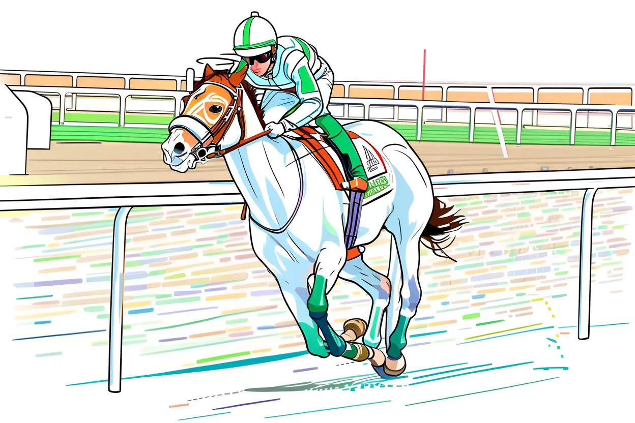 turns horse racing photo into line art
