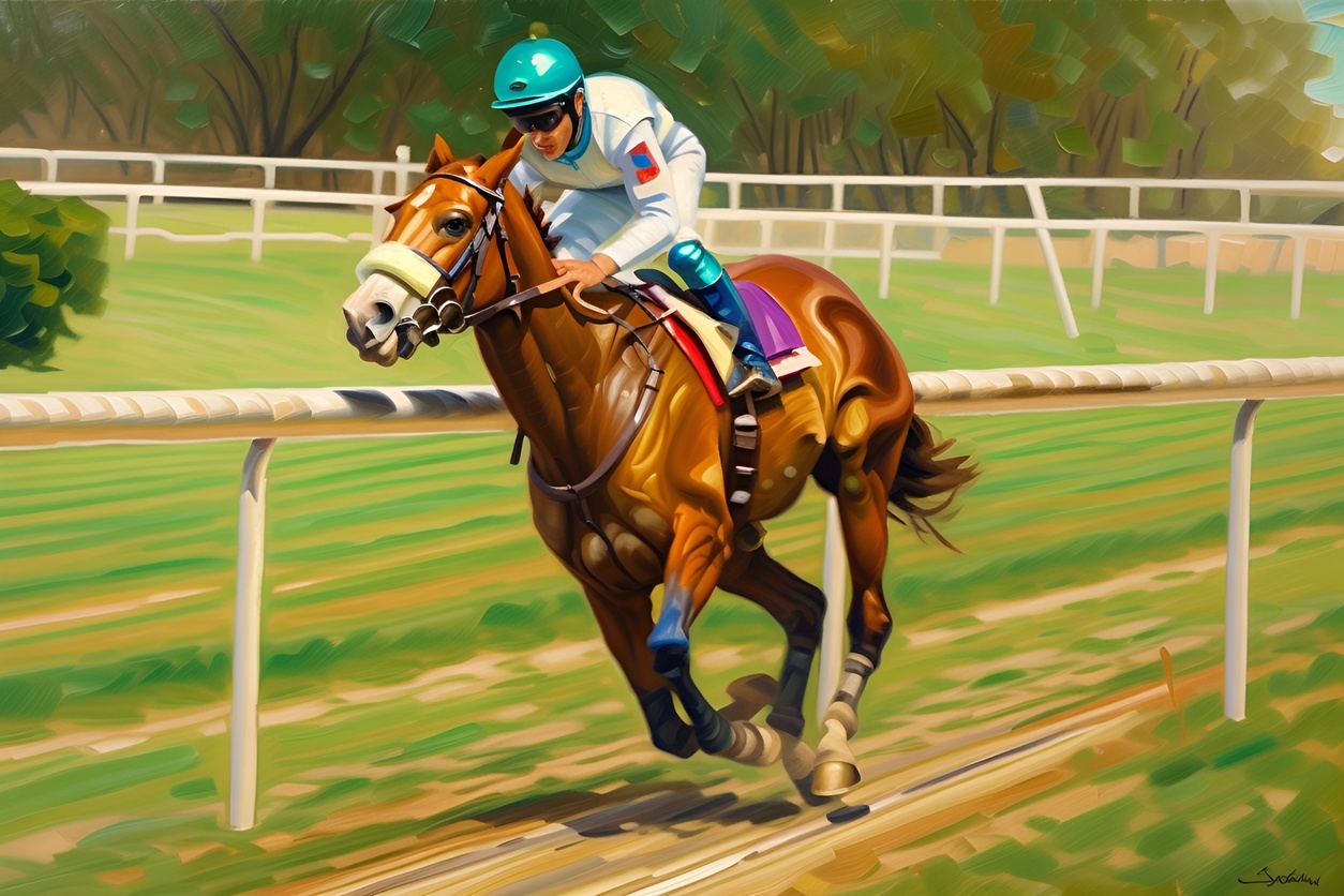 convert horse racing photo into oil painting, by generative AI similar as midjourney and ChatGPT