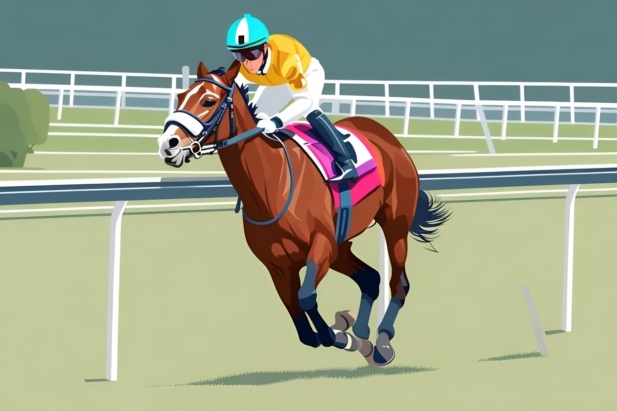 turns horse racing photo into vector art (illustration)