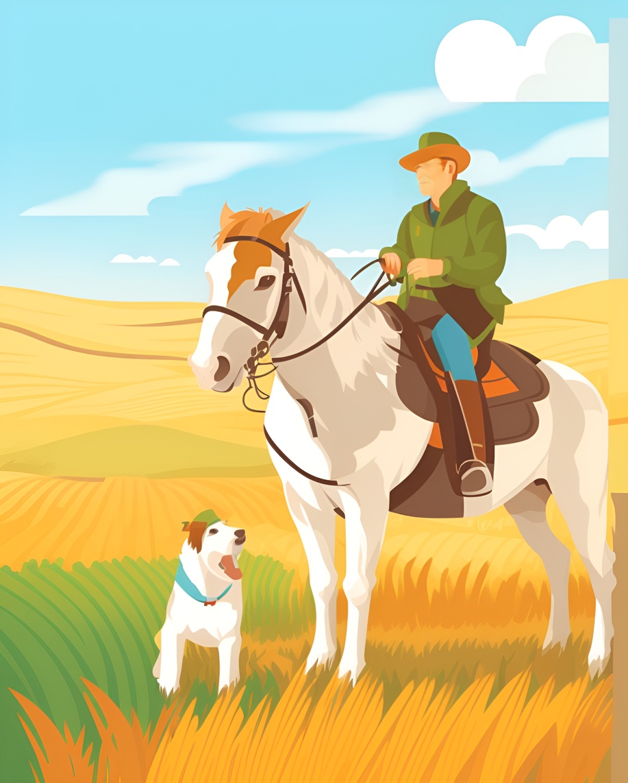 turns horse riding photo into vector art (illustration)