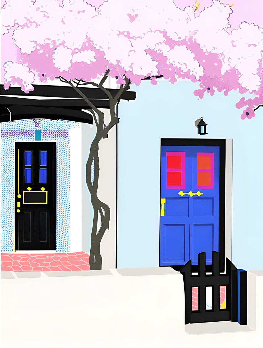 Pop art picture of a house, created from a reference photo by generative AI similar as MidJourney and ChatGPT