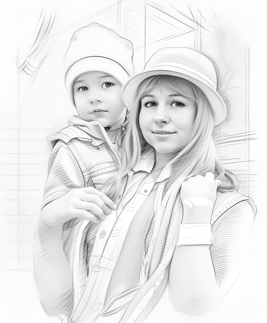 turns family photos into pencil sketch drawing, with a generative AI app