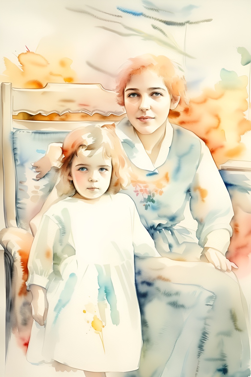 watercolor painting created from an old photo with PortraitArt AI