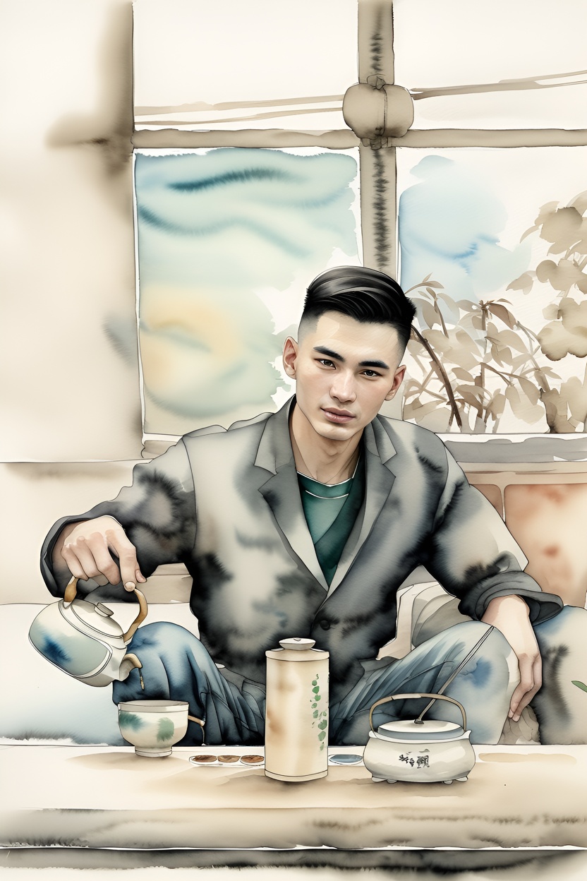 A portrait Chinese painting made from a reference photo by generative AI