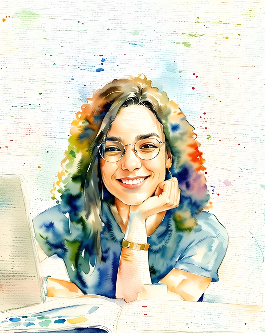 DIY portrait watercolor painting from a reference photo with generative AI similar as MidJourney and ChatGPT