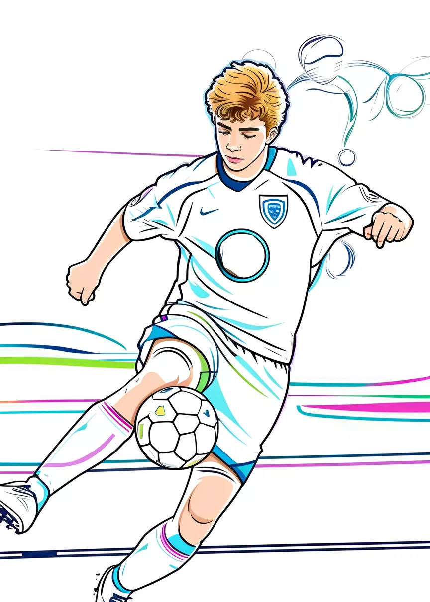 turns sports (soccer) photo into line art picture