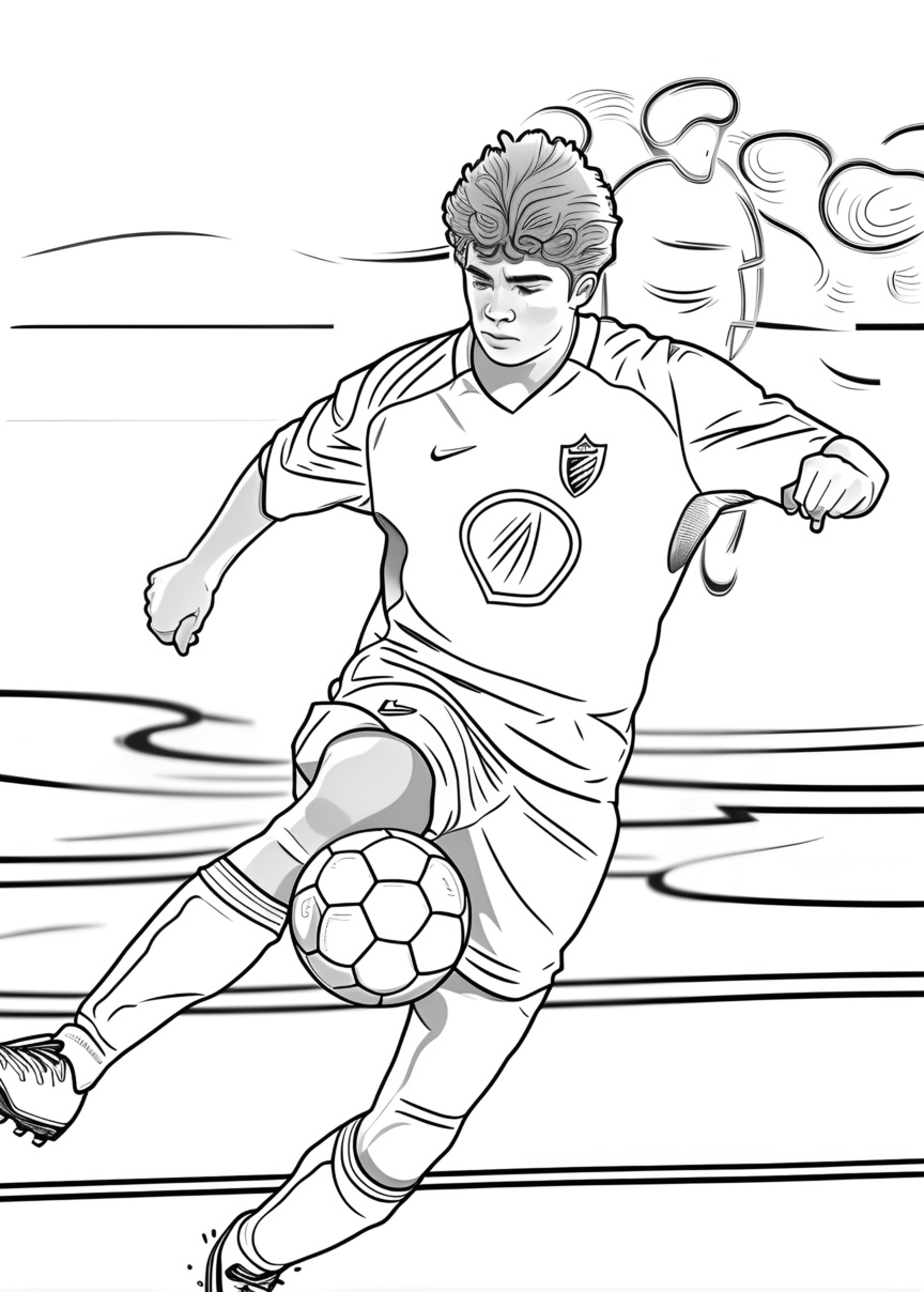 line sketch drawing of a soccer player, created from a reference photo by PortraitArt app