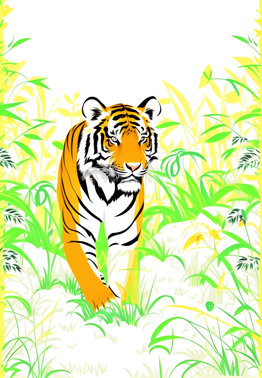 makes tiger line art picture from photo