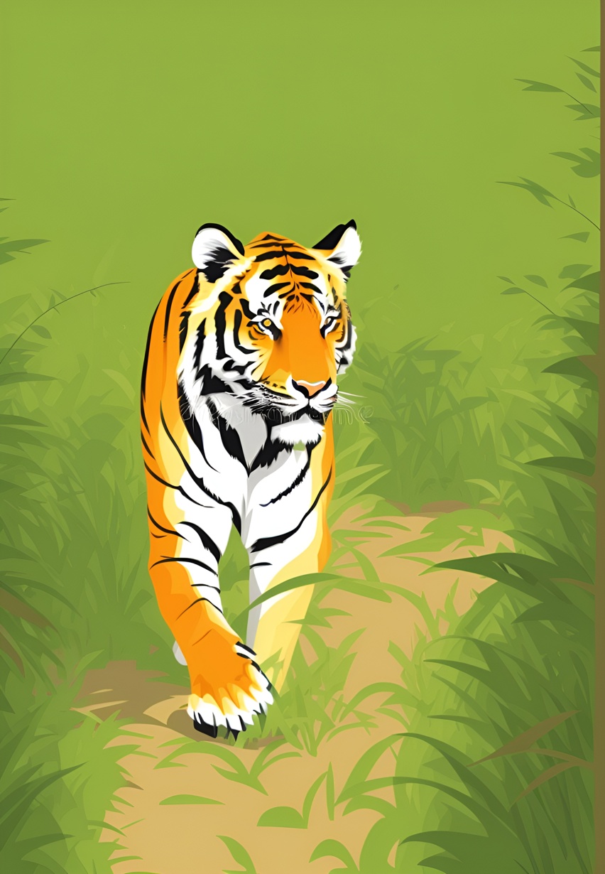 turns tiger photo into vector art (illustration)