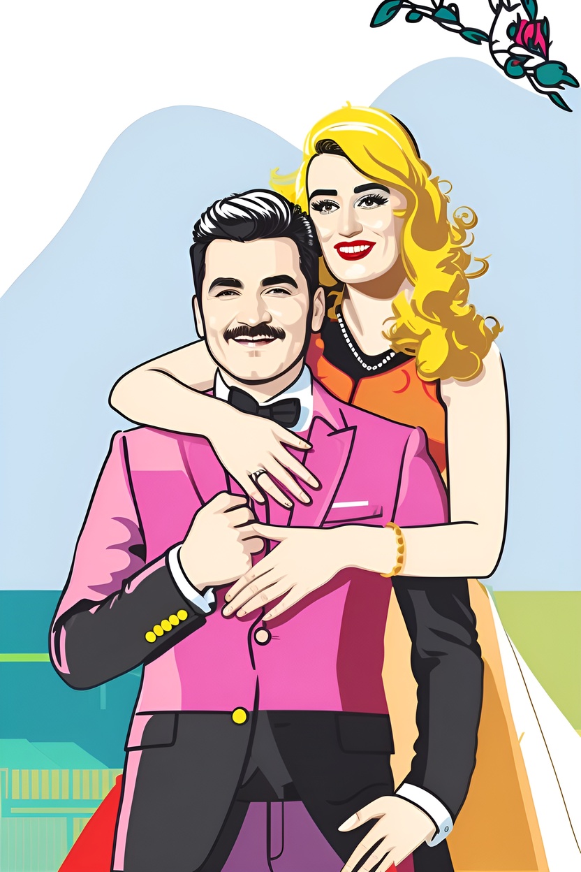 pop art of wedding photo