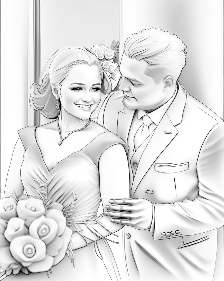 turns wedding photos into pencil sketch drawing, with a generative AI app